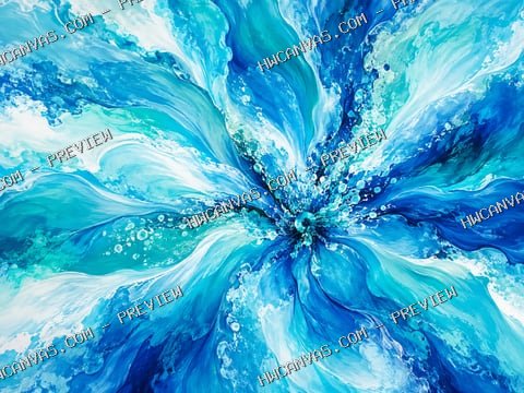 Turquoise Bloom mounted canvas preview