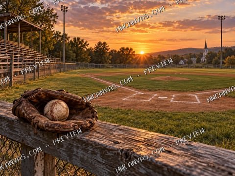 Summer at the Ballpark mounted canvas preview