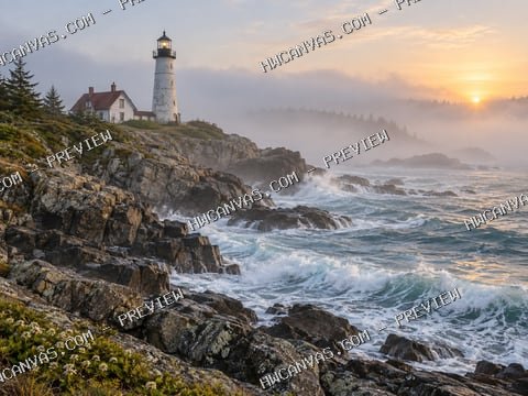 Lighthouse Mist mounted canvas preview