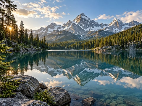 Mountain Reflection mounted canvas preview