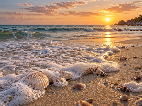 Seafoam & Shells mounted canvas preview