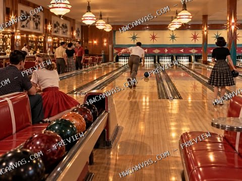 Friday Night Lanes mounted canvas preview
