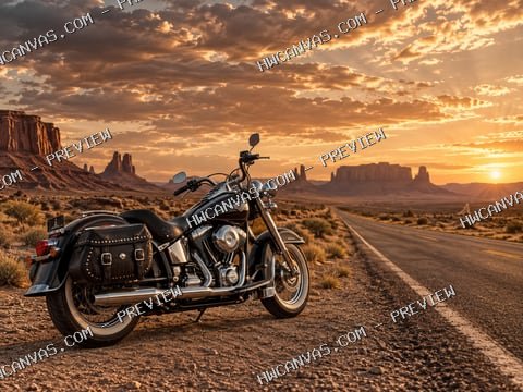 Two Wheels West · Monochrome mounted canvas preview