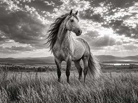 Wild Spirit · Monochrome mounted canvas preview