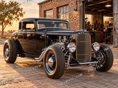 Chopped & Chrome · Monochrome mounted canvas preview