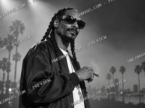Snoop Dogg · Long Beach in Monochrome mounted canvas preview