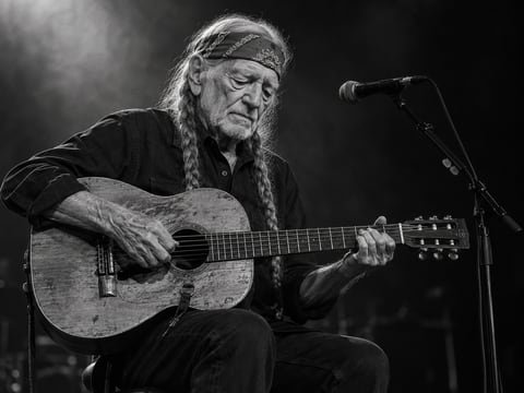 Willie Nelson · Road-Worn Strings mounted canvas preview