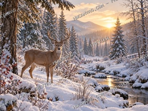 Winter Woodland mounted canvas preview