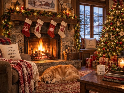 Stockings by the Fire mounted canvas preview