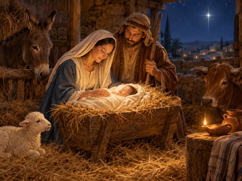 The Little Manger mounted canvas preview