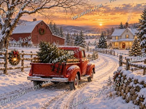 Christmas Tree Delivery mounted canvas preview