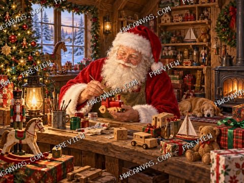 Santa’s Workshop mounted canvas preview