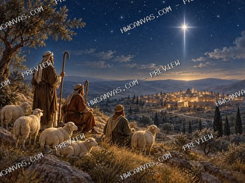 Shepherds under the Star mounted canvas preview