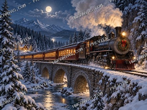 Christmas Eve Express mounted canvas preview