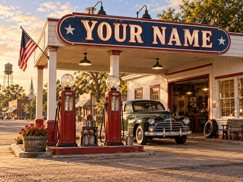 Your Filling Station mounted canvas preview