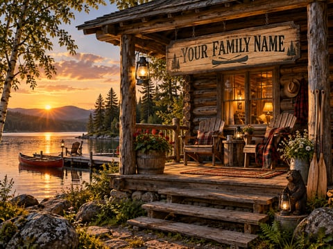 Family Lake House mounted canvas preview