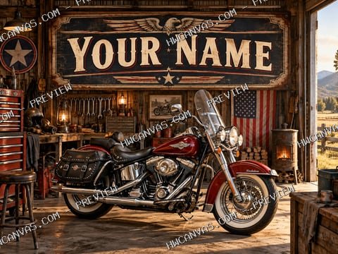 Your Motorcycle Shop mounted canvas preview
