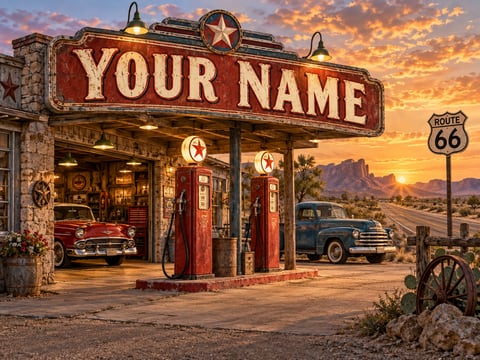 Your Route66 Stop mounted canvas preview