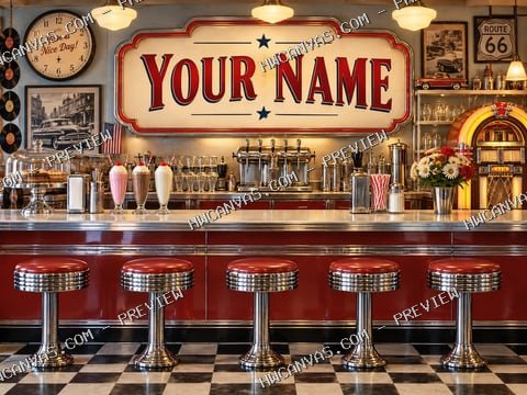 Your Soda Fountain mounted canvas preview