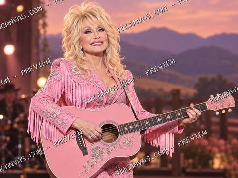 Dolly Parton · Pretty in Pink mounted canvas preview