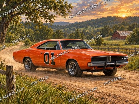 The Dukes of Hazzard · County Road mounted canvas preview