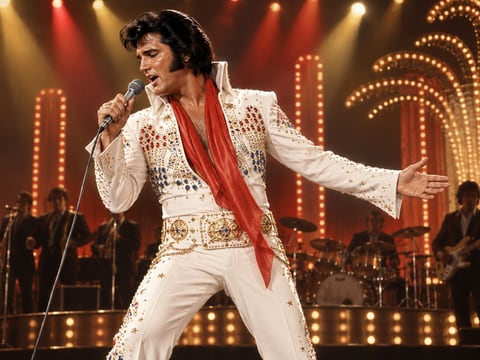 Elvis · Vegas Lights mounted canvas preview