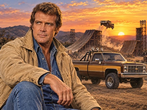 The Fall Guy · Stuntman at Sunset mounted canvas preview