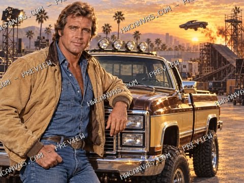 The Fall Guy · Lee Majors as Colt Seavers mounted canvas preview