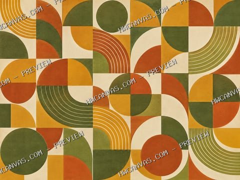 Midcentury Circles mounted canvas preview