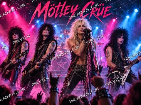 Mötley Crüe · Neon Riot mounted canvas preview