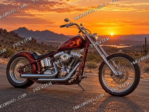 Flames at Sunset mounted canvas preview