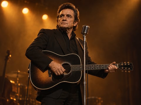 Johnny Cash · Man in Black mounted canvas preview