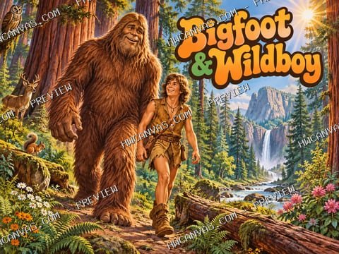 Bigfoot & Wildboy · Forest Friends mounted canvas preview