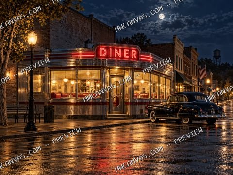 Midnight on Main Street mounted canvas preview