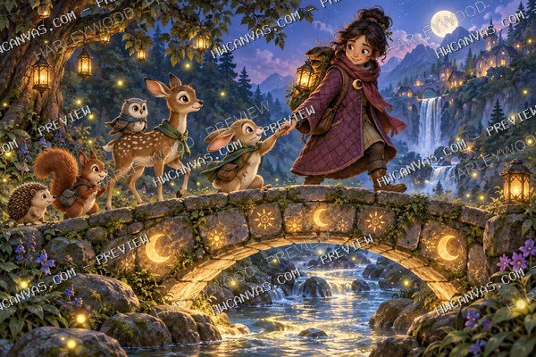 Moon Keeper · Firefly Forest mounted canvas preview