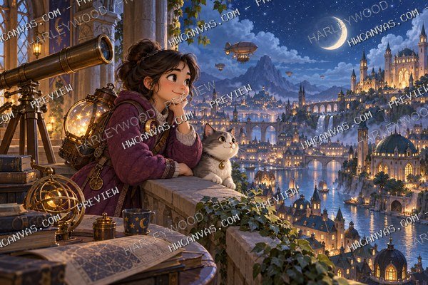 Moon Keeper · Starry Watch mounted canvas preview