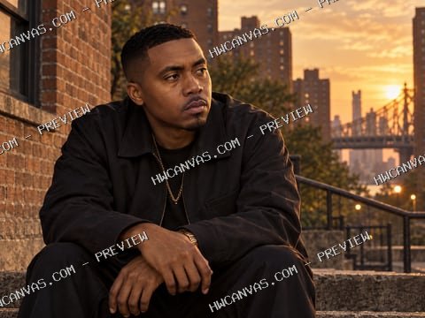 Nas · Queensbridge Evening mounted canvas preview