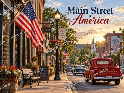Main Street America mounted canvas preview