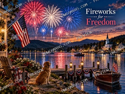 Fireworks for Freedom mounted canvas preview