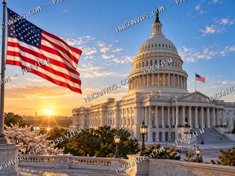 Capitol Morning mounted canvas preview