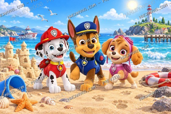 PAW Patrol · Beach Rescue mounted canvas preview