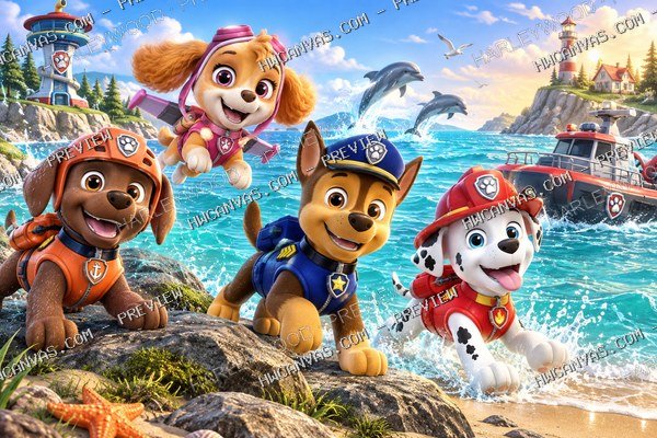 PAW Patrol · Ocean Adventure mounted canvas preview