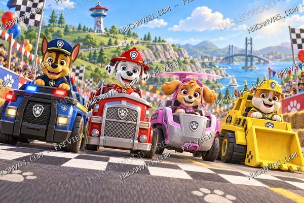 PAW Patrol · Race Day mounted canvas preview