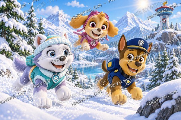 PAW Patrol · Snow Day Rescue mounted canvas preview