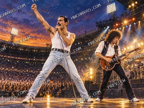 Queen · Stadium Lights mounted canvas preview