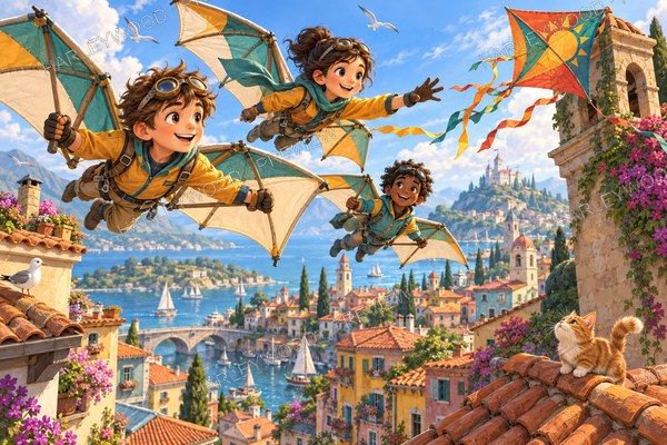 Sky Scouts · Rooftop Rescue mounted canvas preview