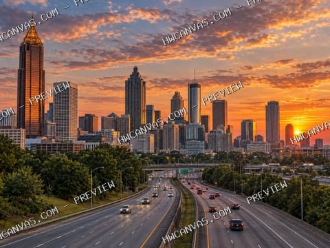 Atlanta · Skyline mounted canvas preview