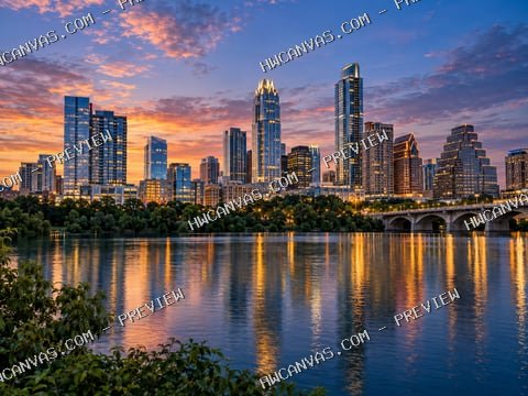 Austin · Skyline mounted canvas preview