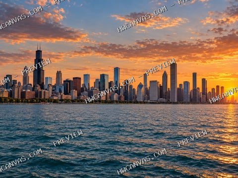Chicago · Skyline mounted canvas preview