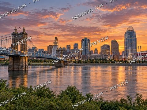 Cincinnati · Skyline mounted canvas preview